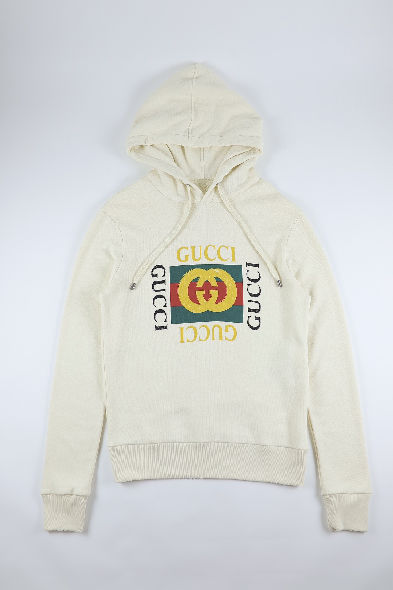 B7 구찌 로고 빈티지 후드티 아이보리 Gucci