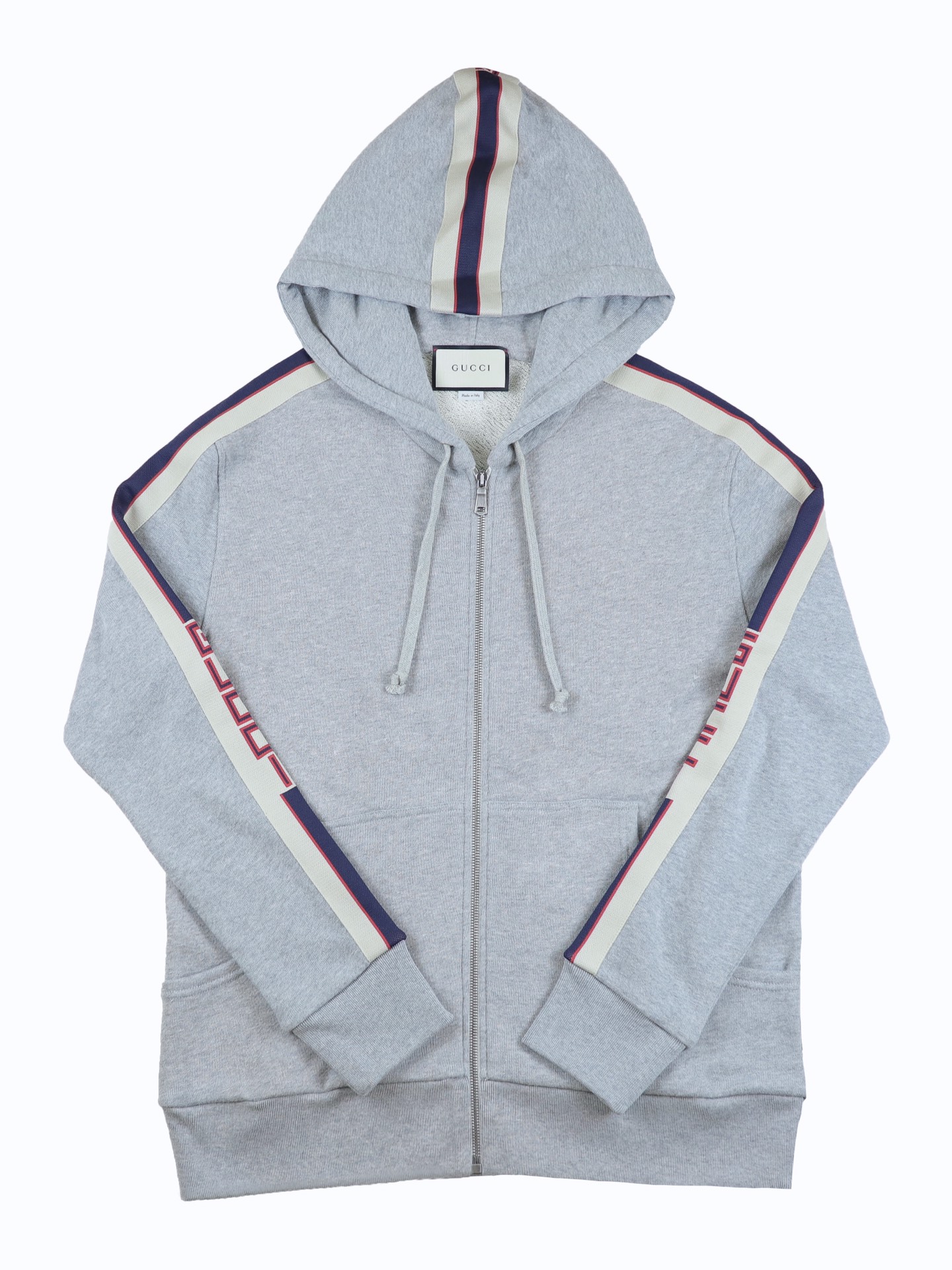 B7 구찌 소매 띠 로고 후드집업 그레이 Gucci
