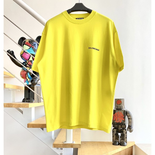 [계단집] 발렌시아가 뒷면 블랙 이니셜 로고 티셔츠 옐로우 balenciaga