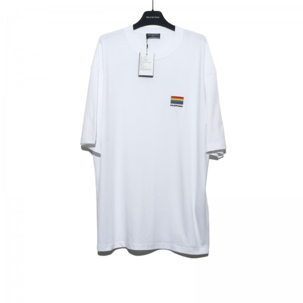 GTR공장 발렌시아가 무지개 국기 티셔츠 화이트 balenciaga