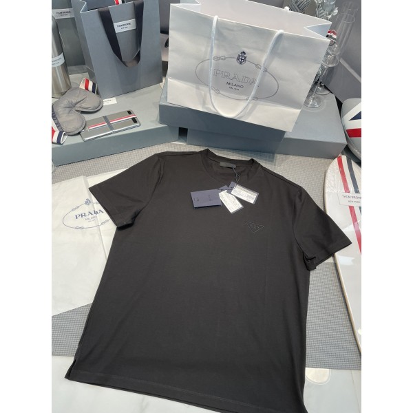 TJ공장 프라다 자수 로고 티셔츠 블랙 Prada