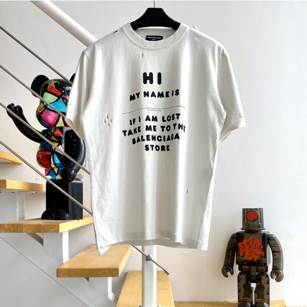[계단집] 발렌시아가 HI MY NAME IS 대미지 티셔츠 라이트 그레이 balenciaga