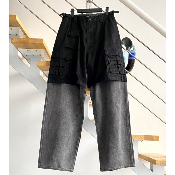 [계단집] 발렌시아가 페이크 레이어링 청바지 블랙/다크 그레이 balenciaga