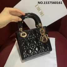 OC 디올 미니 레이디백 페이턴트 까나쥬 블랙 17*15*7cm 