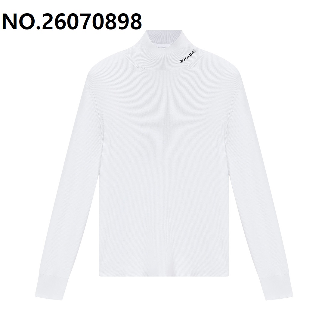 [잔디집2] 프라다 옷깃 모노그램 순면 긴팔티 화이트 Prada
