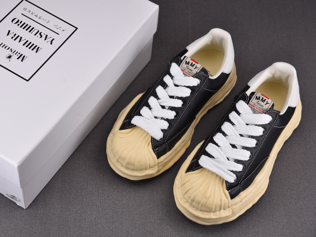미하라 야스히로 블랙 가죽 스니커즈 NO.787 miharayasuhiro