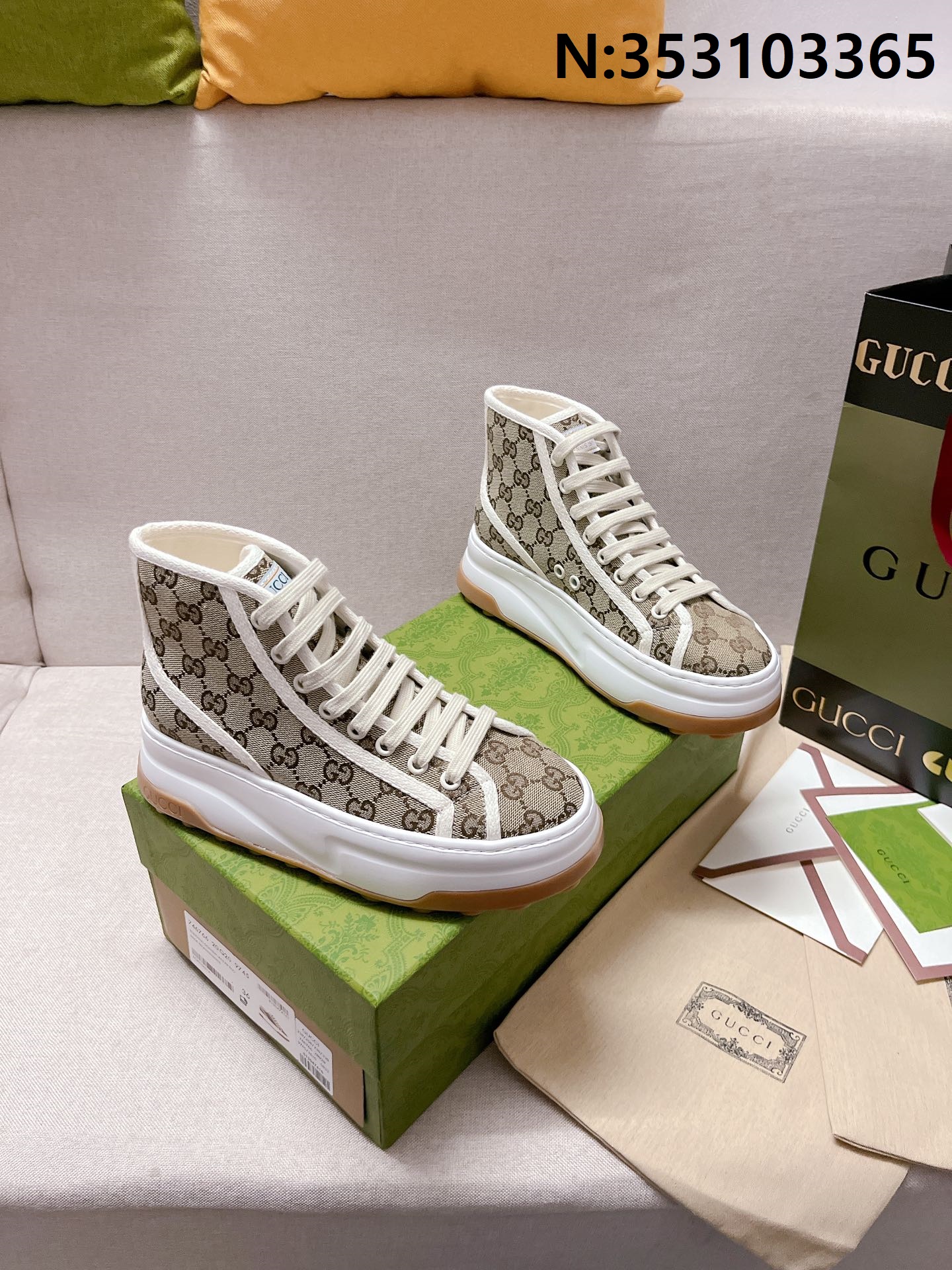 [AN3] 구찌 테니스 1977 GG 23SS 하이탑 스니커즈 5cm Gucci