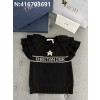 TJ공장 디올 크리스천 별 자카드 소매 프릴 니트 반팔티 블랙 Dior