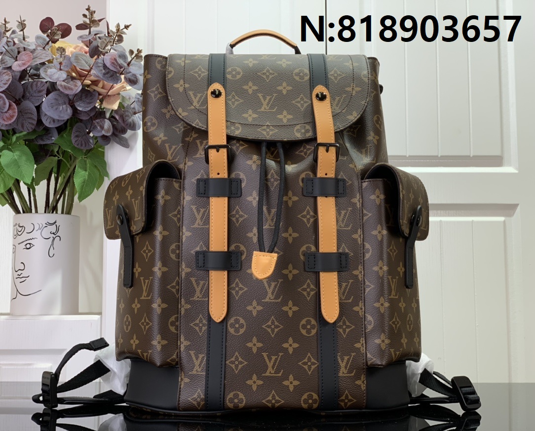 [88factory] 루이비통 크리스토퍼 MM 백팩 모노그램 마카사르 캔버스 M43735  M41379 38*44*21cm 옐로우