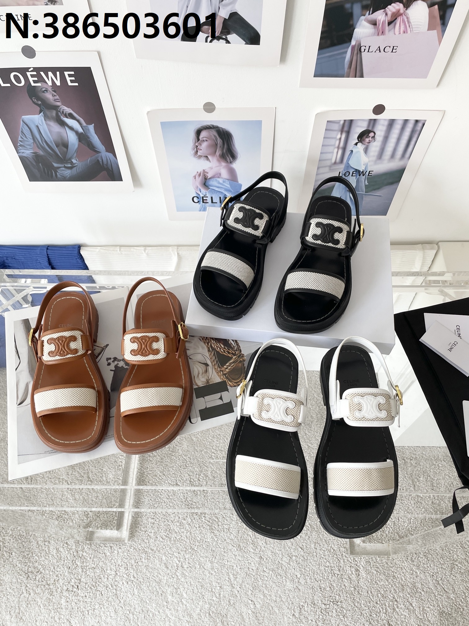 [327] 셀린느 개선문 로고 통굽 샌들 3컬러 4cm Celine