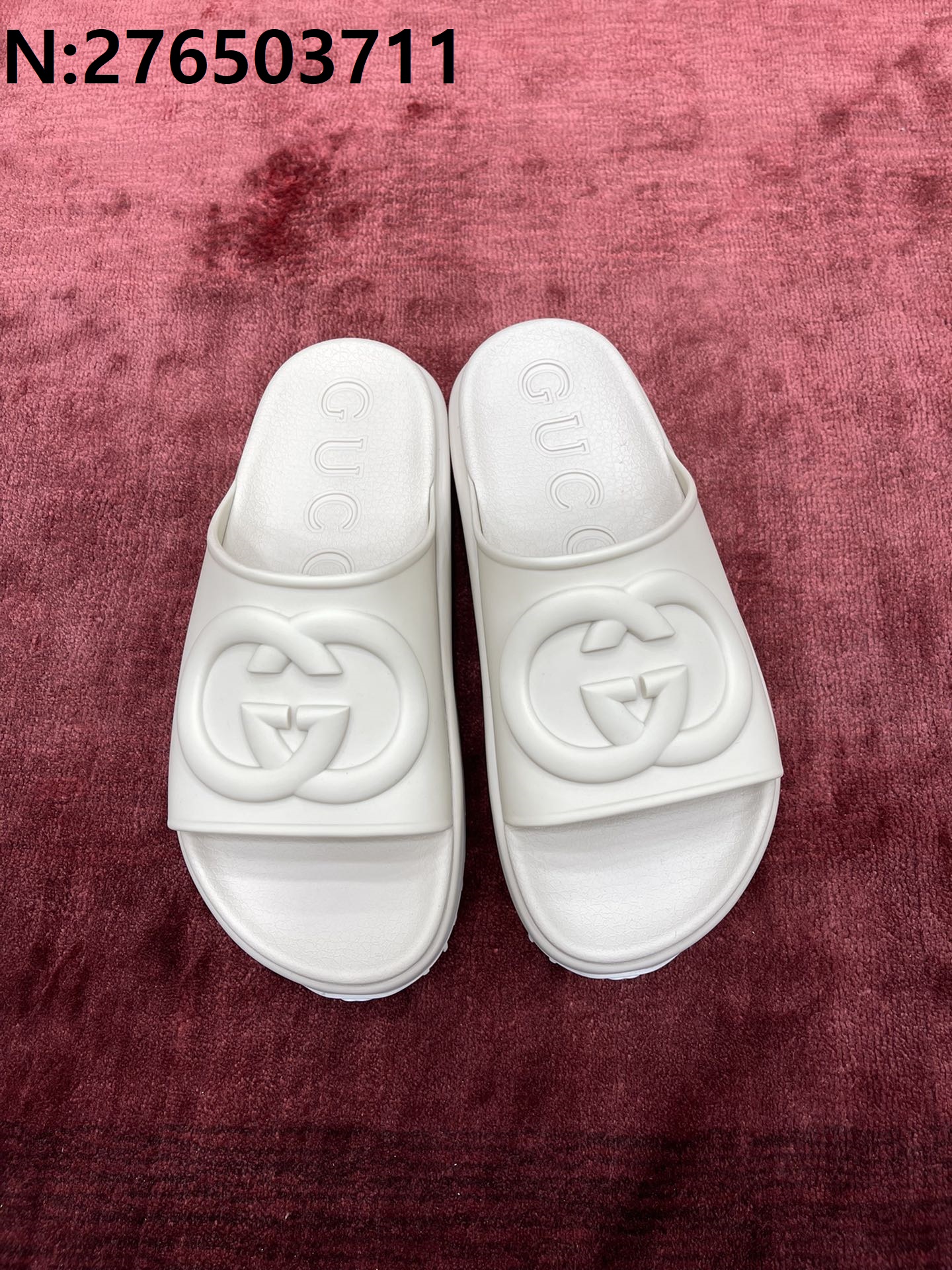 [WZ1] 구찌 모노그램 큰 GG 로고 슬리퍼 화이트 Gucci