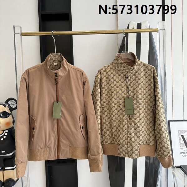 V공장 구찌 올 오버 GG로고 이음 카키 양면 자켓 Gucci
