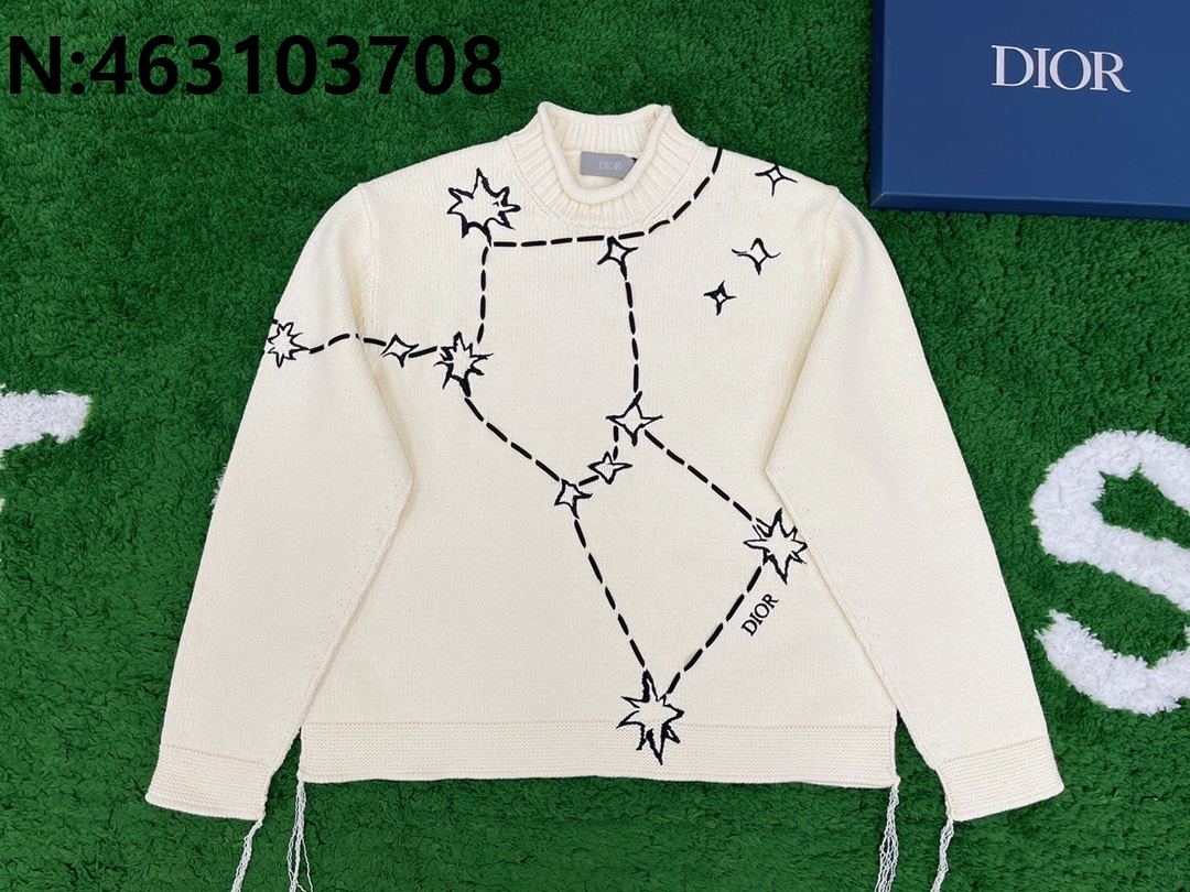[잔디집1] 디올 별 지도 양털 태슬 하이넥 니트 아이보리 Dior