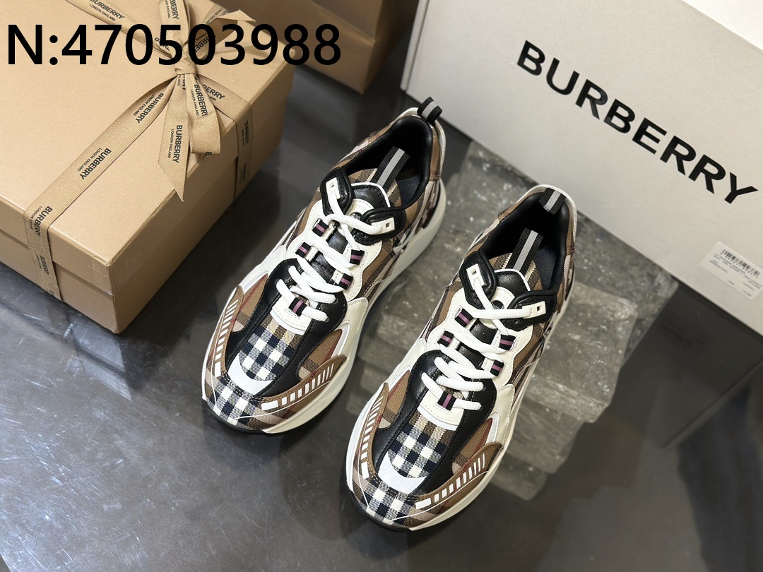 [152] 버버리 커플 빈티지 체크 이음 TB 스니커즈 브라운 burberry