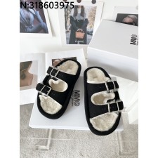 [327] 메종 마르지엘라 더블 벨트 털 슬리퍼 블랙
