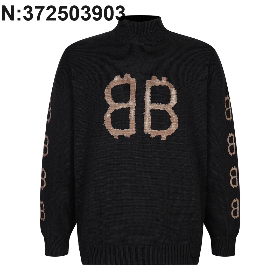 [잔디집2] 발렌시아가 빈티지 BB로고 하이넥 니트 블랙 balenciaga