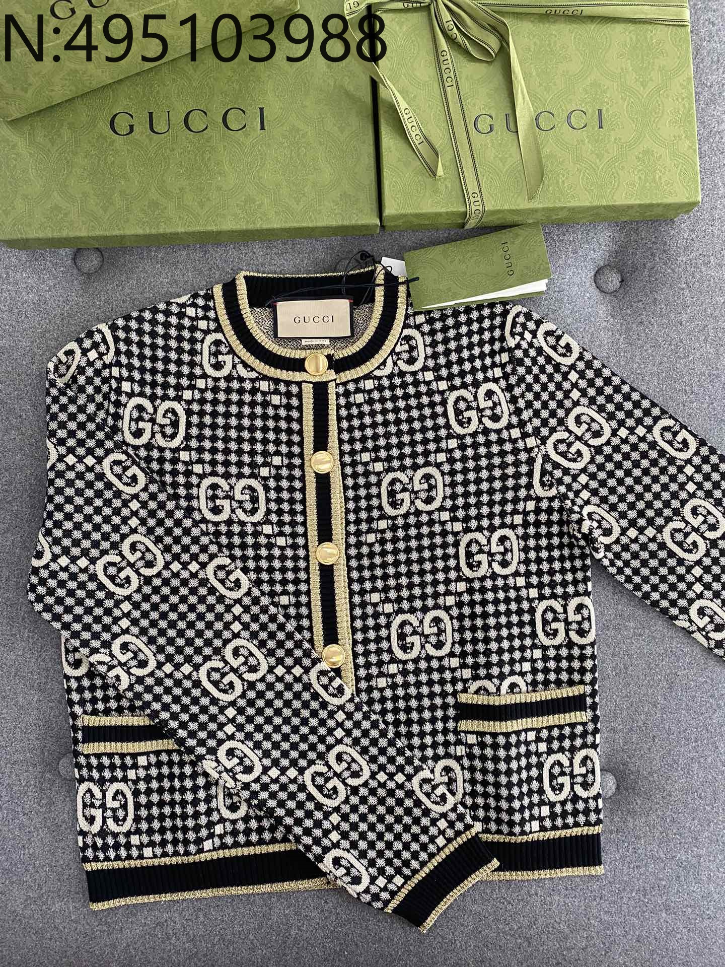 TJ공장 구찌 양털 혼방 GG자카드 가디건 Gucci
