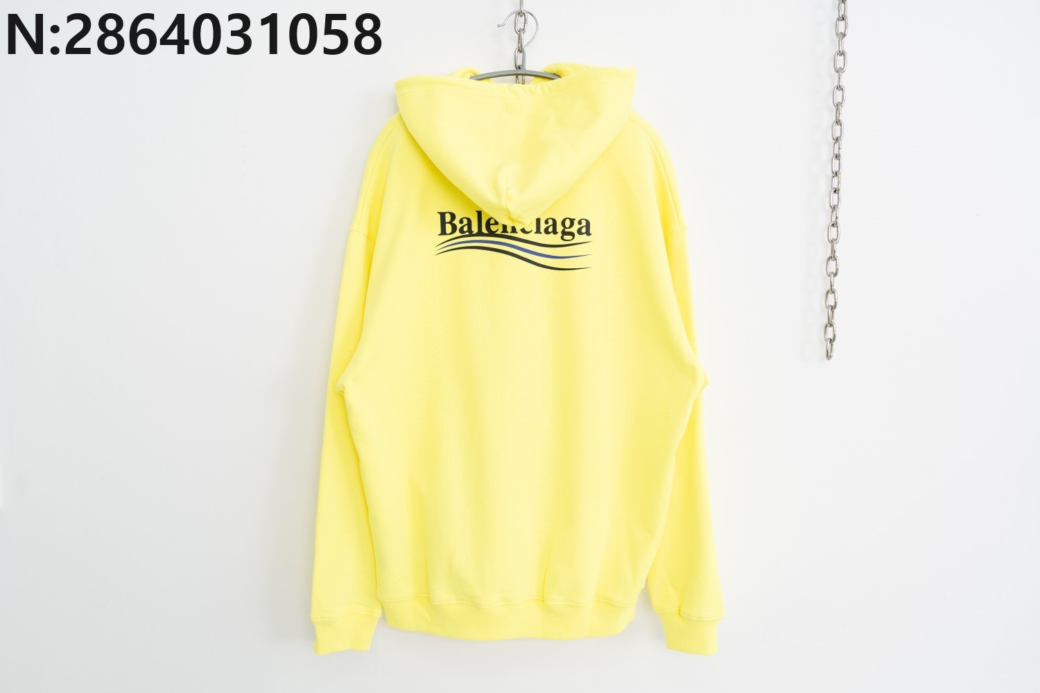 [사슬공장] 발렌시아가 웨이브 프린트 후드티 라이트 옐로우 balenciaga