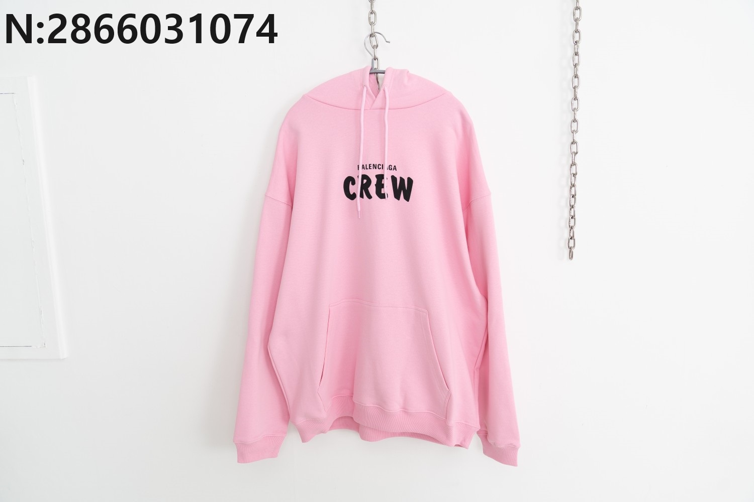 [사슬공장] 발렌시아가 CREW로고 후드티 핑크 balenciaga