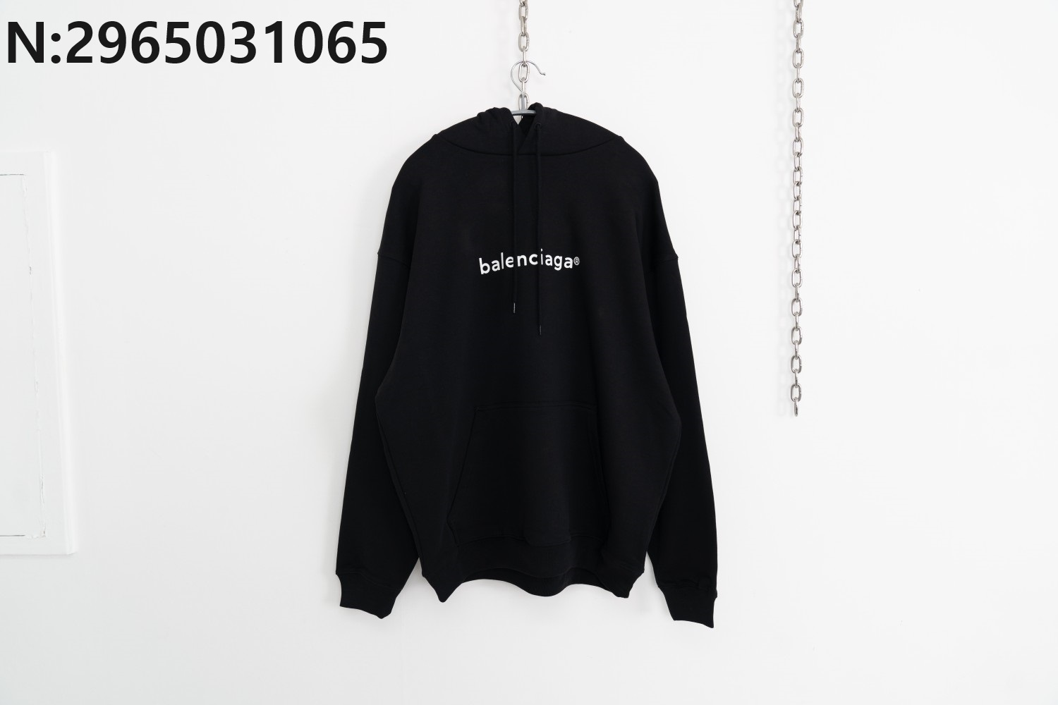 [사슬공장] 발렌시아가 모노그램 R 후드티 블랙 balenciaga