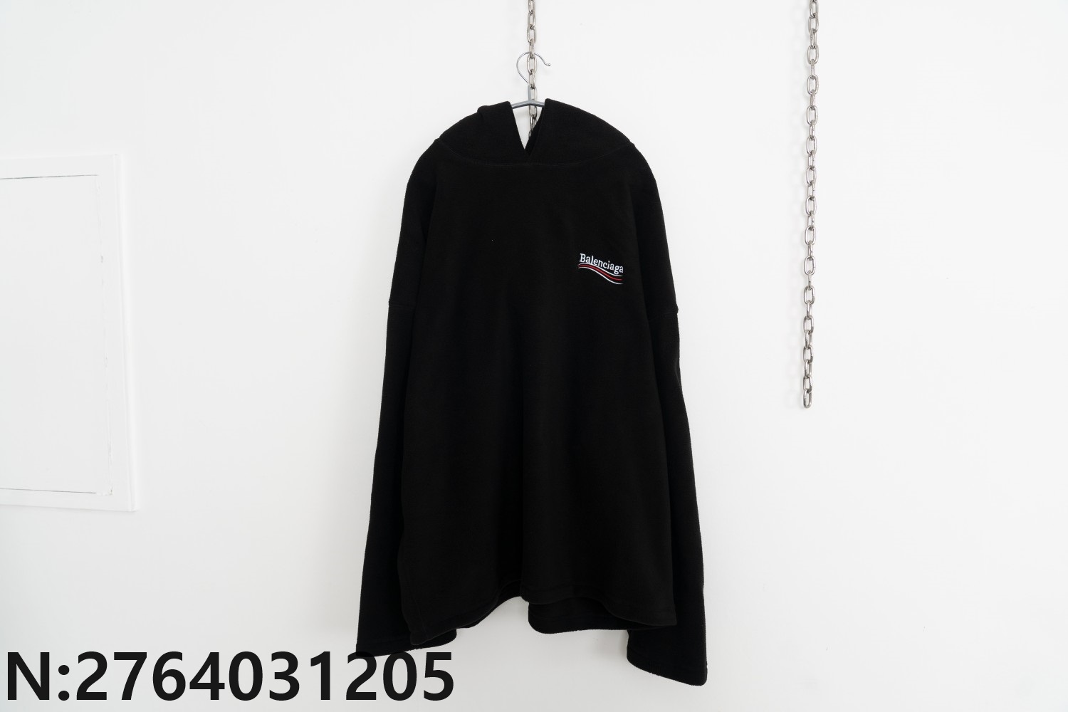 [사슬공장] 발렌시아가 웨이브 자수 플리스 후드티 블랙 balenciaga