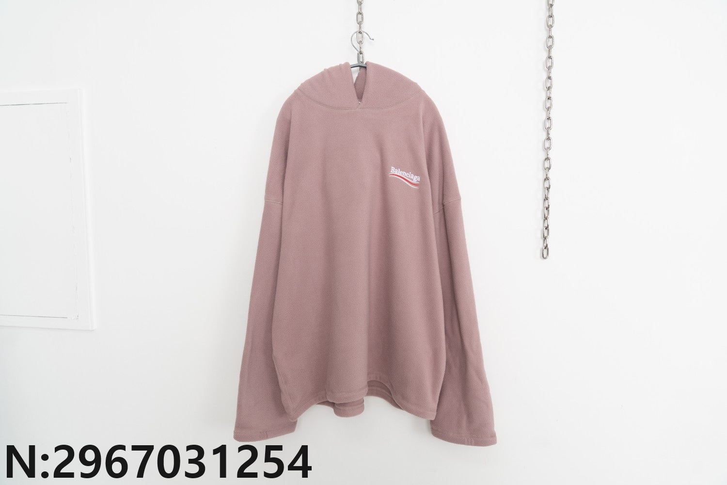 [사슬공장] 발렌시아가 웨이브 자수 플리스 후드티 딥핑크 balenciaga