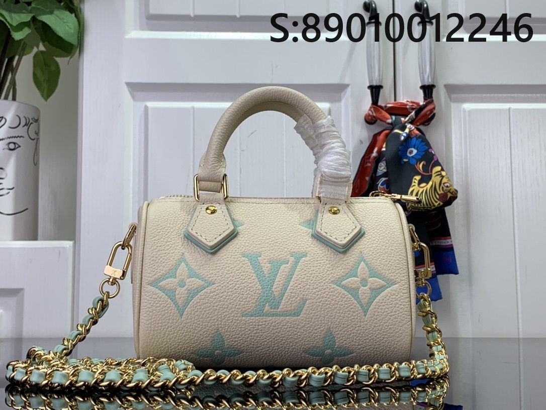[88factory] 루이비통 나노 스피디 라떼 화이트 마차 그린 M24169 16*10*7.5cm 