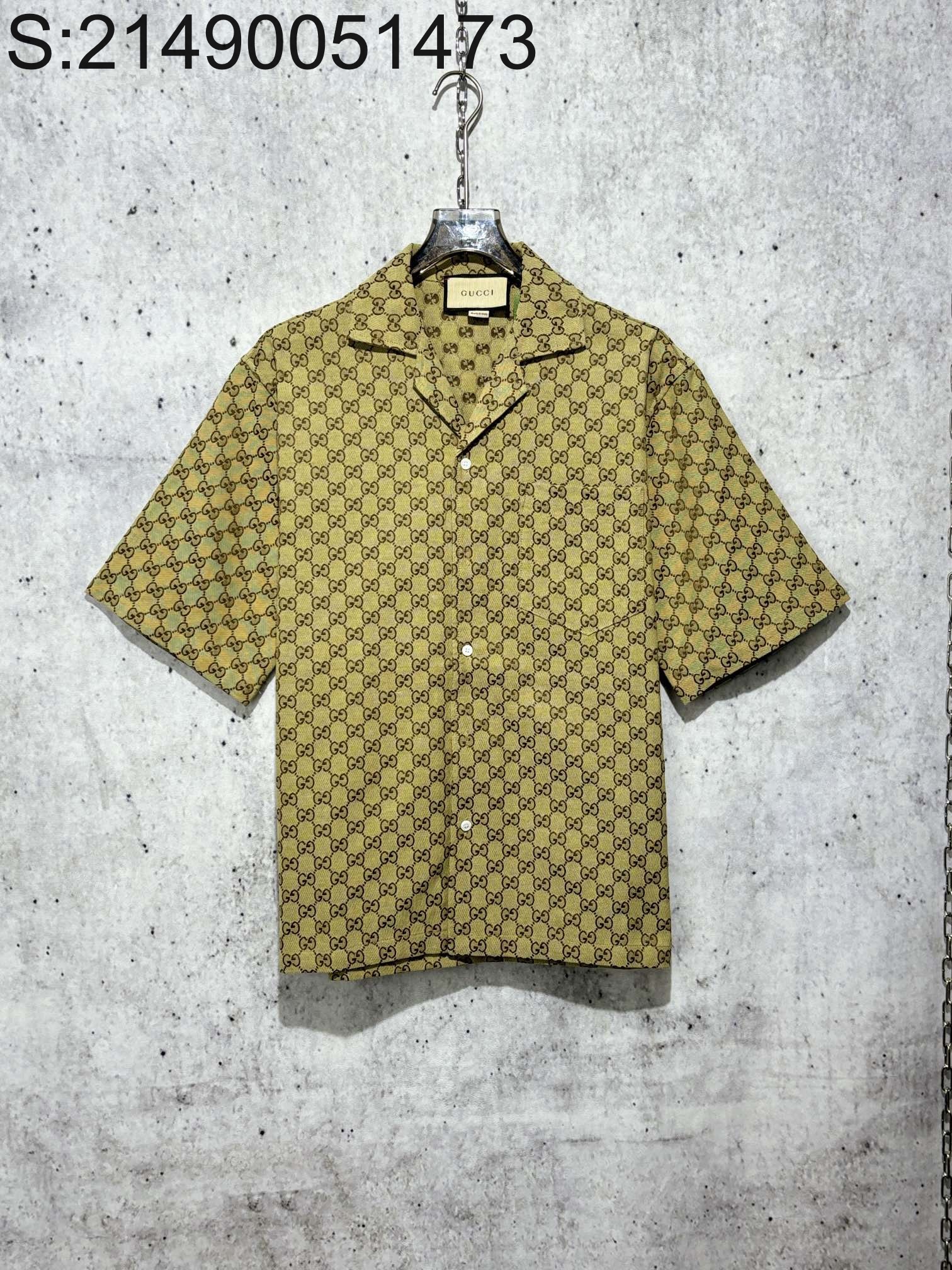 [사슬공장] 구찌 클래식 GG 로고 반팔 셔츠 카키 Gucci