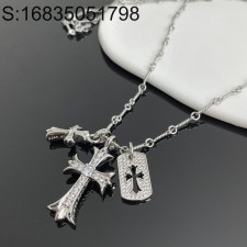 AGG 크롬하츠 큐빅 3종 십자가 펜던트 목걸이 55cm 2컬러