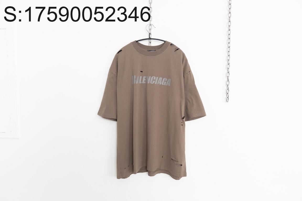 [사슬공장] 발렌시아가 모노그램 대미지 반팔티 브라운 balenciaga