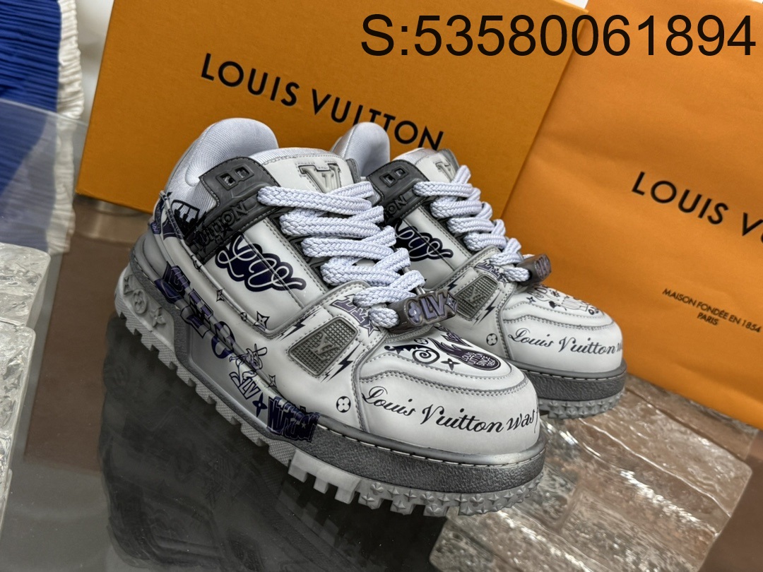 [152] 루이비통 빈티지 레터링 1854 LV 트레이너 스니커즈 라이트 그레이 LOUIS VUITTON