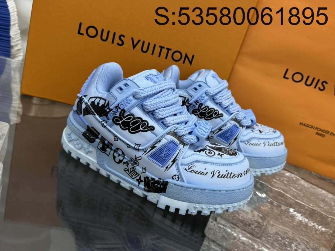 [152] 루이비통 빈티지 레터링 1854 LV 트레이너 스니커즈 라이트 블루 LOUIS VUITTON