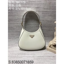 black frame 공장 프라다 삼각 로고 가죽 숄더백 화이트 1BC179 