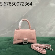 [dxg] 발렌시아가 아워글래스 크로커다일 엠보싱 핸들백 악어무늬 19*13*8cm 핑크 빈티지 실버 장식  