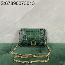 [dxg] 발렌시아가 아워글래스 크로커다일 엠보싱 월릿 온 체인 그린 악어무늬 19*12*5cm 빈티지 골드 장식 