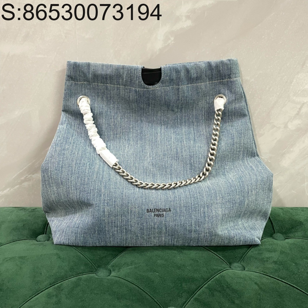 [dxg] 발렌시아가 크러쉬 데님 토트백 39.9*46*14cm 빈티지 실버 장식 