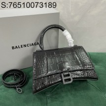 [dxg] 발렌시아가 아워글래스 크로커다일 엠보싱 핸들백 악어무늬 블랙 B 23cm 