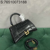 [dxg] 발렌시아가 아워글래스 크로커다일 엠보싱 핸들백 악어무늬 블랙 23cm 빈티지 골드 장식  