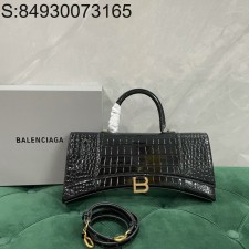 [dxg] 발렌시아가 아워글래스 크로커다일 엠보싱 핸들백 악어무늬 6*15*35cm 블랙 빈티지 골드 장식 