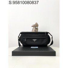 black frame 공장 프라다 리나일론 및 사피아노 가죽 바이커 백 2VH994 27*15.5*14cm 블랙