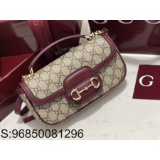 [JHL] 구찌 홀스빗 1955 스몰 탑 핸들백 캔버스 815206 22.6*12.7*5.6cm 레드