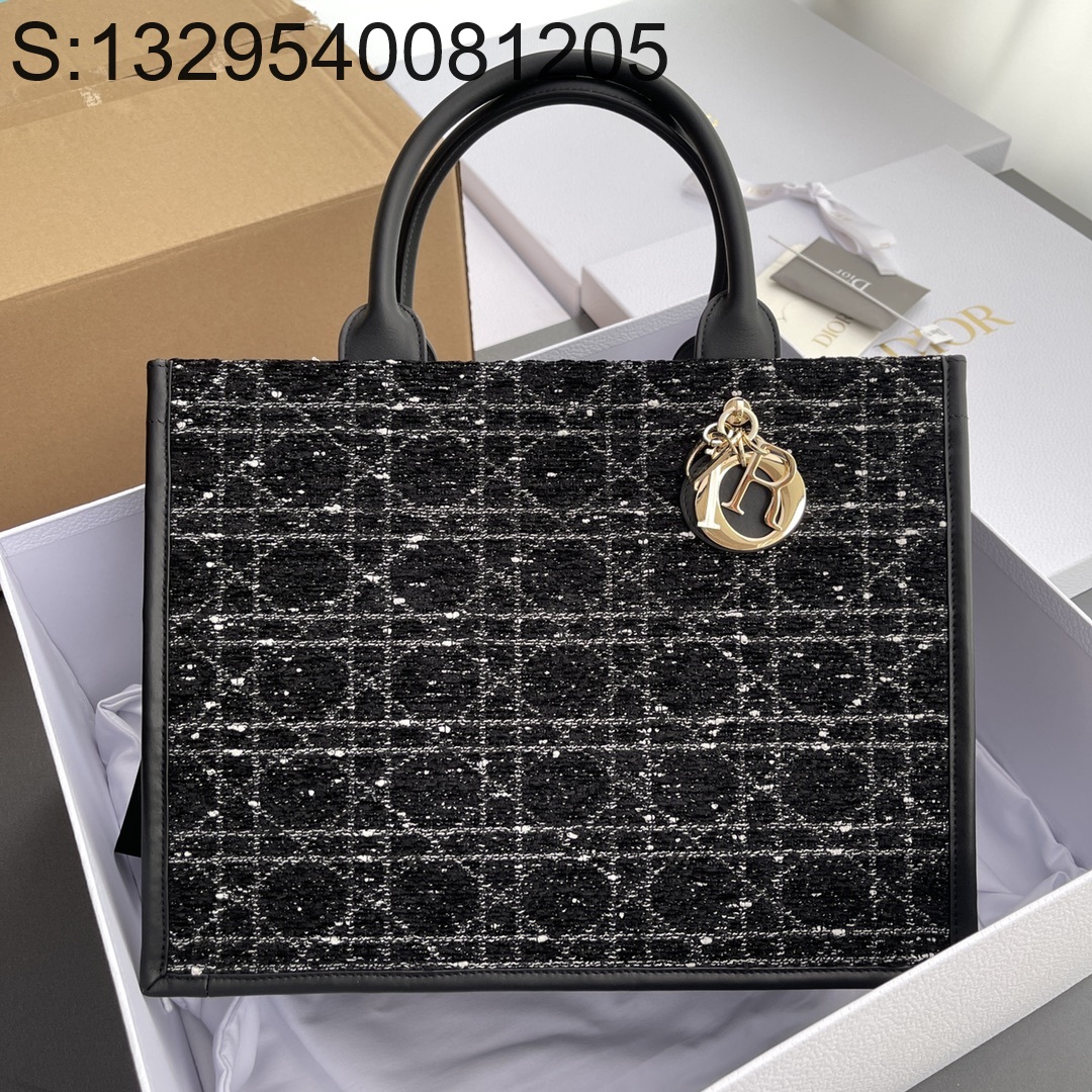 [JHL] 디올 미디엄 디올 북 토트백 블랙 트위드 36*27.5*16.5cm M1324OTKV_M911 