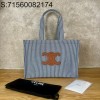 JXG 셀린느 라지 카바스 타이스 스트라이프 텍스타일 40*30*16cm 블루 
