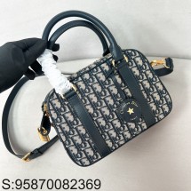[JHL] 디올 미디엄 디바이브 볼링 백 오블리크 자카드 블루 25*16*9.5cm 