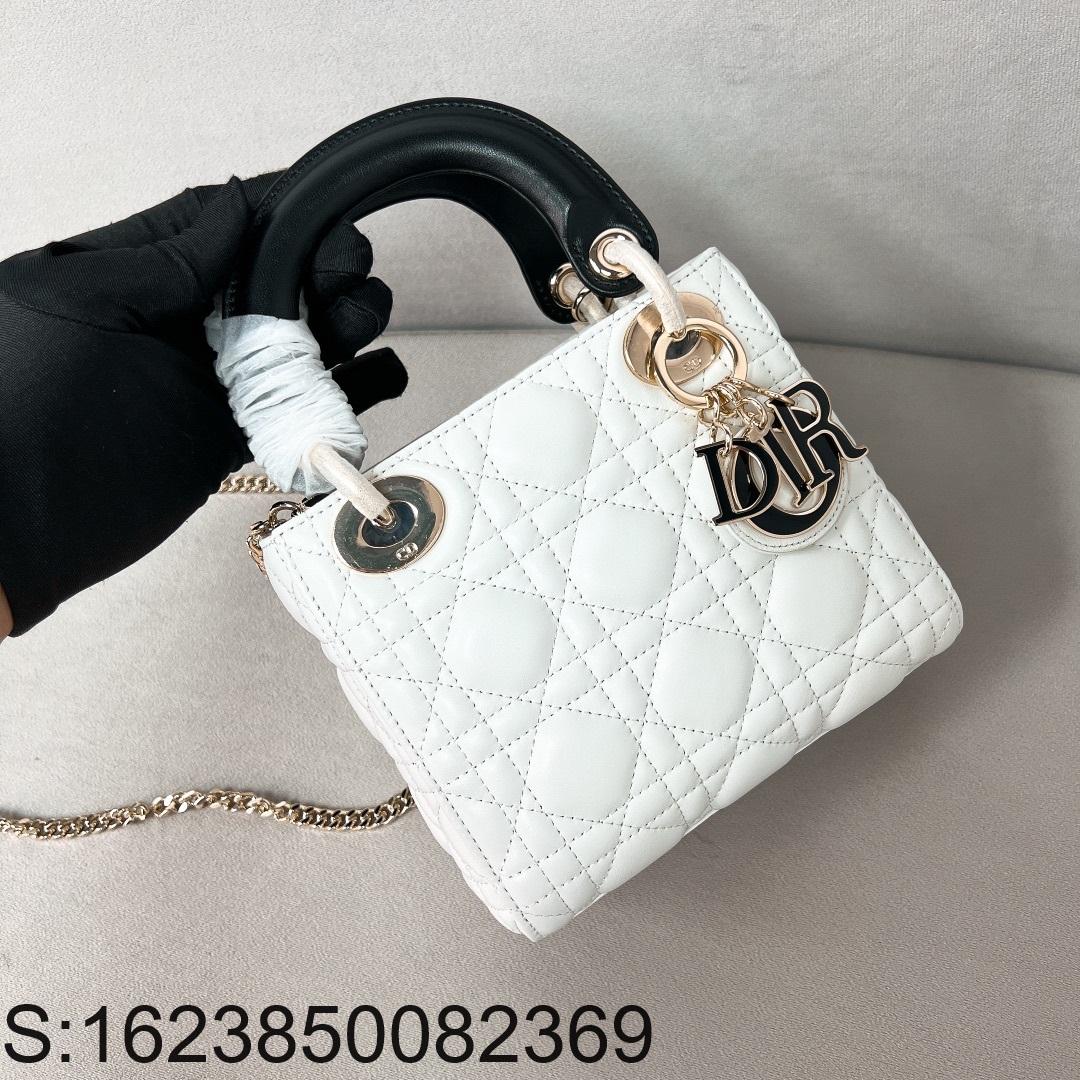 [JHL] 디올 미니 레이디백 서머 배색 17*15*7cm 화이트 