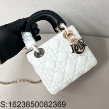 [JHL] 디올 미니 레이디백 서머 배색 17*15*7cm 화이트 