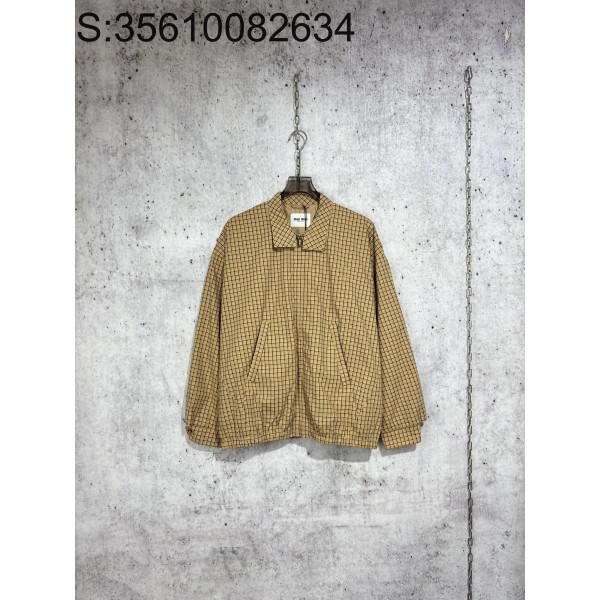 [사슬공장] 미우미우 모노그램 박음질 체크 자켓 카키 miumiu