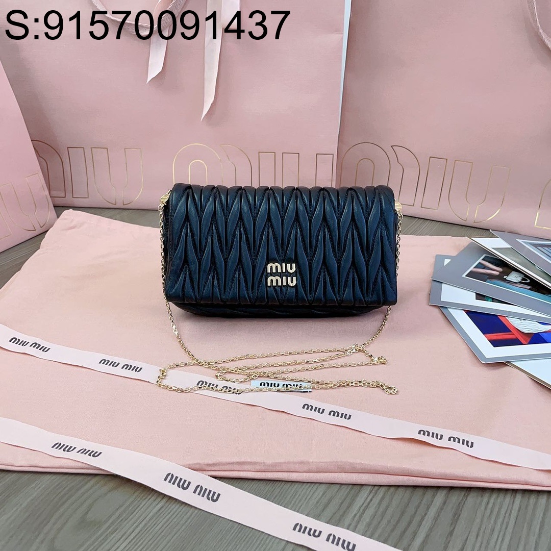 [JHL] 미우미우 마테라쎄 나파 레더 미니백 5BP086 18*9.5*4cm 블랙 