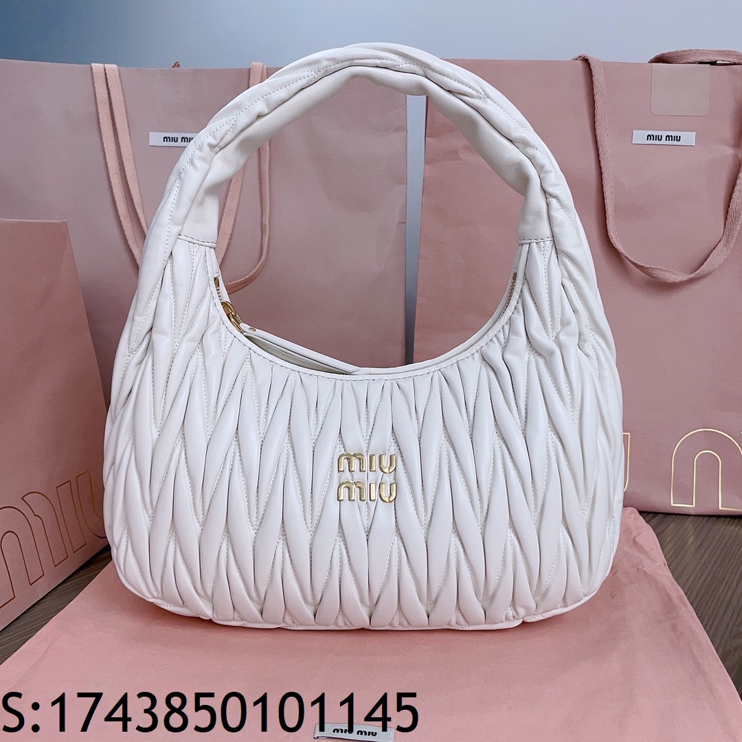 [JHL] 미우미우 완더 마테라쎼 나파 가죽 호보 백 5BC108 29*24*10cm 화이트 