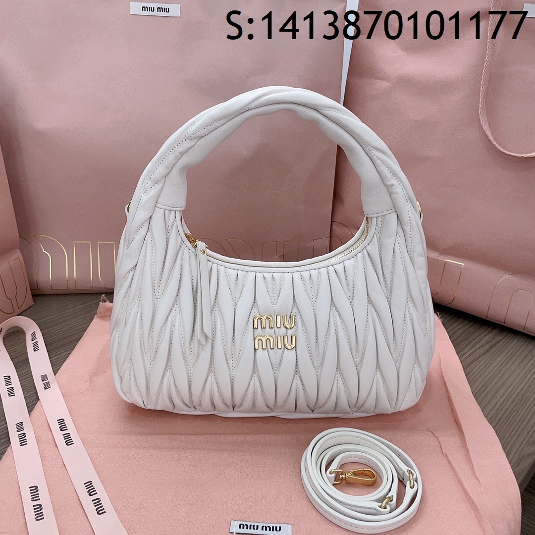 [JHL] 미우미우 완더 마테라쎼 나파 가죽 호보 백 5BC153 25*18*7cm 화이트 